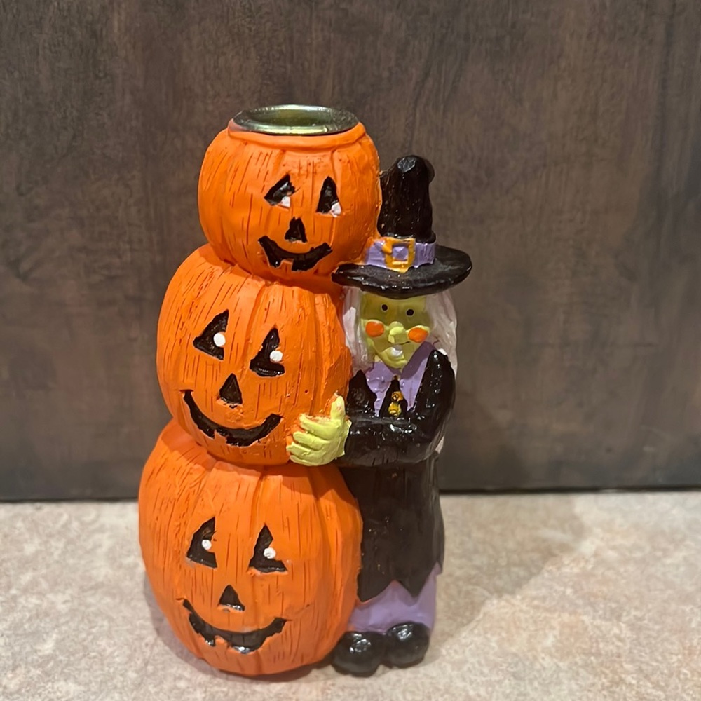 Vintage taper Halloween witch candle holder